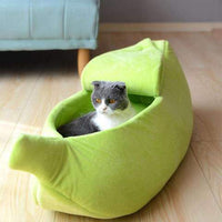 HKM-8208573 Cozy Banana-Shaped Pet Bed with Soft Plush Fabric for Dogs and Cats