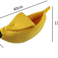 HKM-8208573 Cozy Banana-Shaped Pet Bed with Soft Plush Fabric for Dogs and Cats