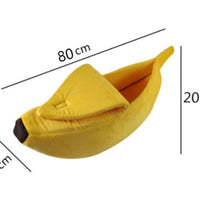 HKM-8208573 Cozy Banana-Shaped Pet Bed with Soft Plush Fabric for Dogs and Cats