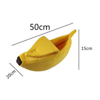 HKM-8208573 Cozy Banana-Shaped Pet Bed with Soft Plush Fabric for Dogs and Cats