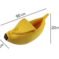 HKM-8208573 Cozy Banana-Shaped Pet Bed with Soft Plush Fabric for Dogs and Cats