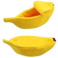 HKM-8208573 Cozy Banana-Shaped Pet Bed with Soft Plush Fabric for Dogs and Cats