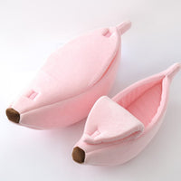 HKM-8208573 Cozy Banana-Shaped Pet Bed with Soft Plush Fabric for Dogs and Cats