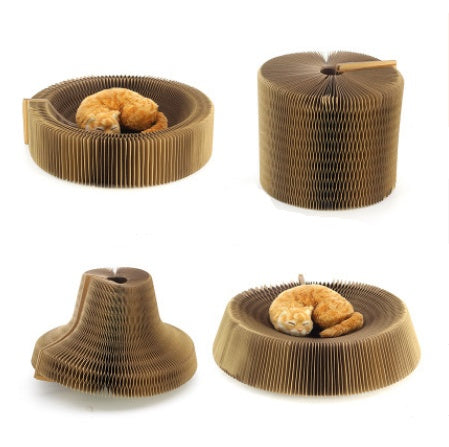 HKM-8208701 Foldable Corrugated Paper Cat Scratch Board and Toy with Cat Bowl ¨C ¦µ-50cm
