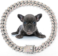 HKM-8209981 Elegant Metal Pet Necklace with Crystal Accents for Small to Large Dogs and Cats