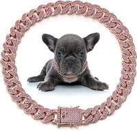 HKM-8209981 Elegant Metal Pet Necklace with Crystal Accents for Small to Large Dogs and Cats