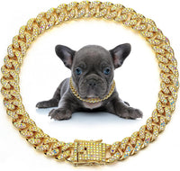HKM-8209981 Elegant Metal Pet Necklace with Crystal Accents for Small to Large Dogs and Cats