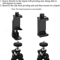 HKM-821011 Adjustable Smartphone Clip Tripod for Live Broadcast and Self-Timer Functions
