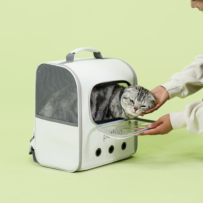 HKM-8210749 Large Capacity Transparent Cat Backpack with Window - Durable PVC Oxford Material, Holds Up to 6.5kg