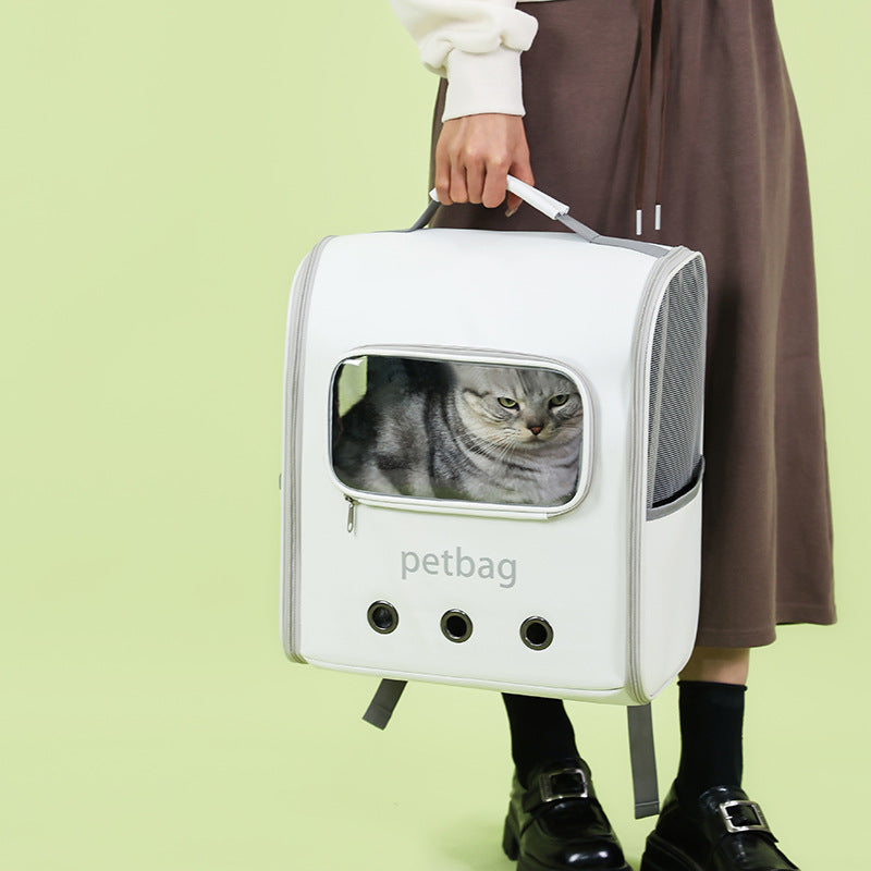 HKM-8210749 Large Capacity Transparent Cat Backpack with Window - Durable PVC Oxford Material, Holds Up to 6.5kg