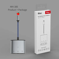 HKM-821203 3 in 1 3.5mm Headphone Adapter with Charging Splitter for iPhone and iPad Devices