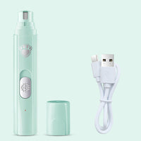 HKM-8212285 USB Rechargeable Pet Nail Trimmer - Sleek Design in White & Green, Includes Manicure Tools and Charging Cable