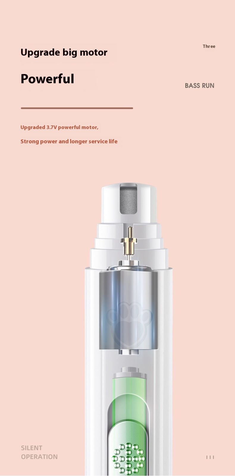 HKM-8212285 USB Rechargeable Pet Nail Trimmer - Sleek Design in White & Green, Includes Manicure Tools and Charging Cable