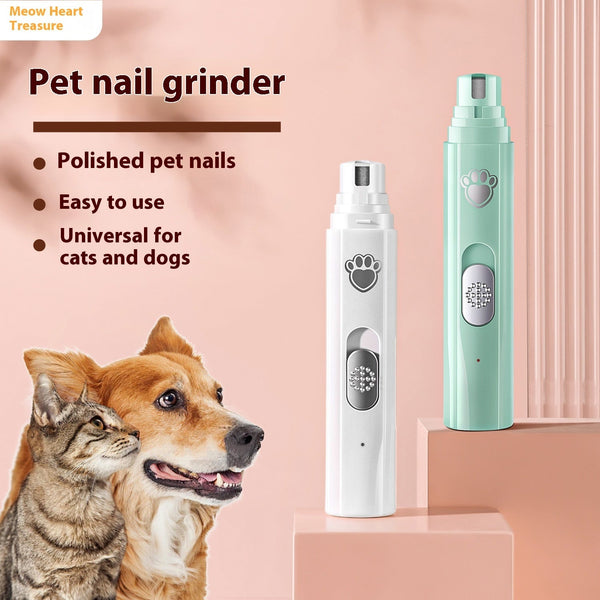 HKM-8212285 USB Rechargeable Pet Nail Trimmer - Sleek Design in White & Green, Includes Manicure Tools and Charging Cable