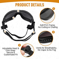 HKM-8212669 Windproof Dog Sunglasses for Large and Medium Breeds with Sun Protection and Anti-Fog Lens