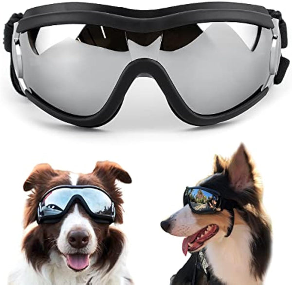 HKM-8212669 Windproof Dog Sunglasses for Large and Medium Breeds with Sun Protection and Anti-Fog Lens