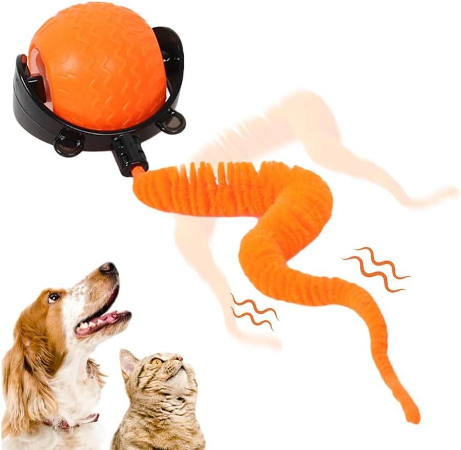 HKM-821331 Interactive Self-Rolling Cat Ball Toy with Mouse Cord for Indoor Playtime