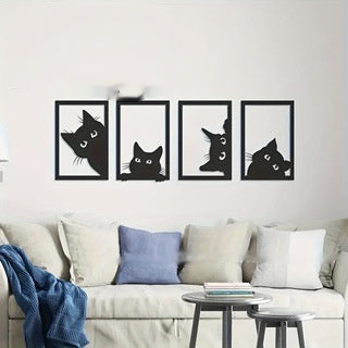 HKM-821395 Black Cat Metal Wall Art for Home and Garden Décor