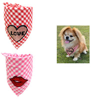 HKM-8214845 Pet Dog Valentine's Day Triangle Towel - 65x42 cm Cloth Saliva Towel for All Seasons