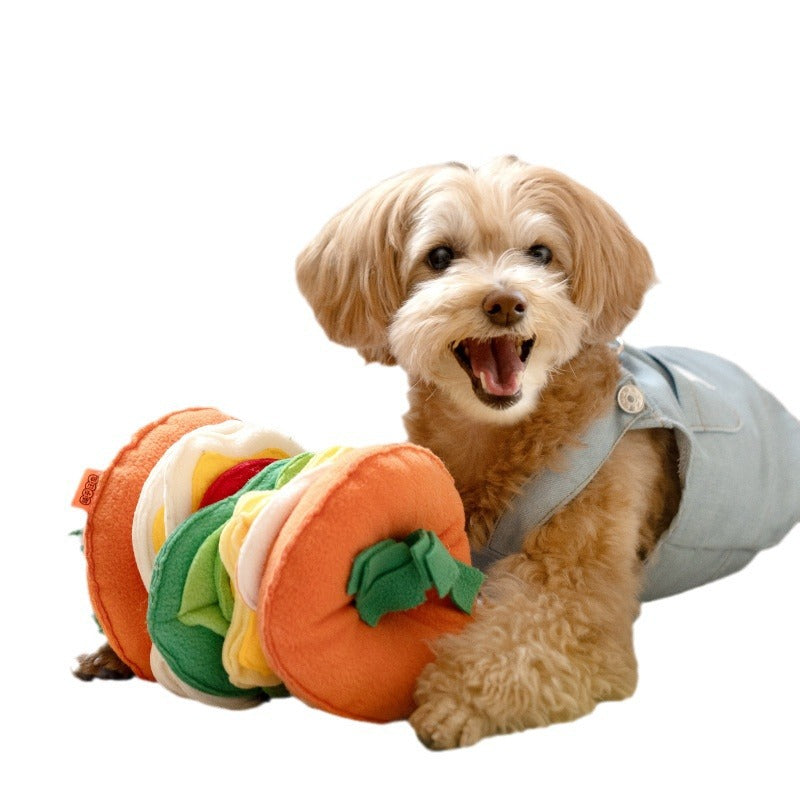 HKM-8215101 Colorful Hamburger Toy for Dogs | Educational Leakage Toy Made of Polar Fleece, Sponge, and Pearl Cotton