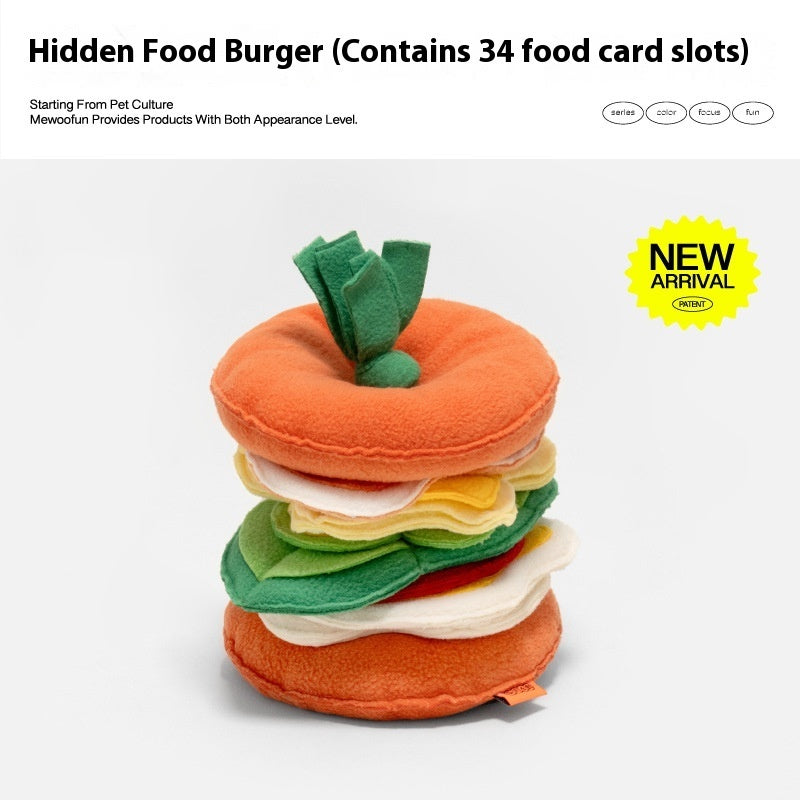 HKM-8215101 Colorful Hamburger Toy for Dogs | Educational Leakage Toy Made of Polar Fleece, Sponge, and Pearl Cotton