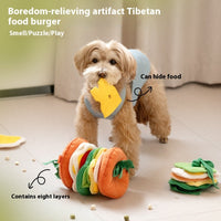 HKM-8215101 Colorful Hamburger Toy for Dogs | Educational Leakage Toy Made of Polar Fleece, Sponge, and Pearl Cotton