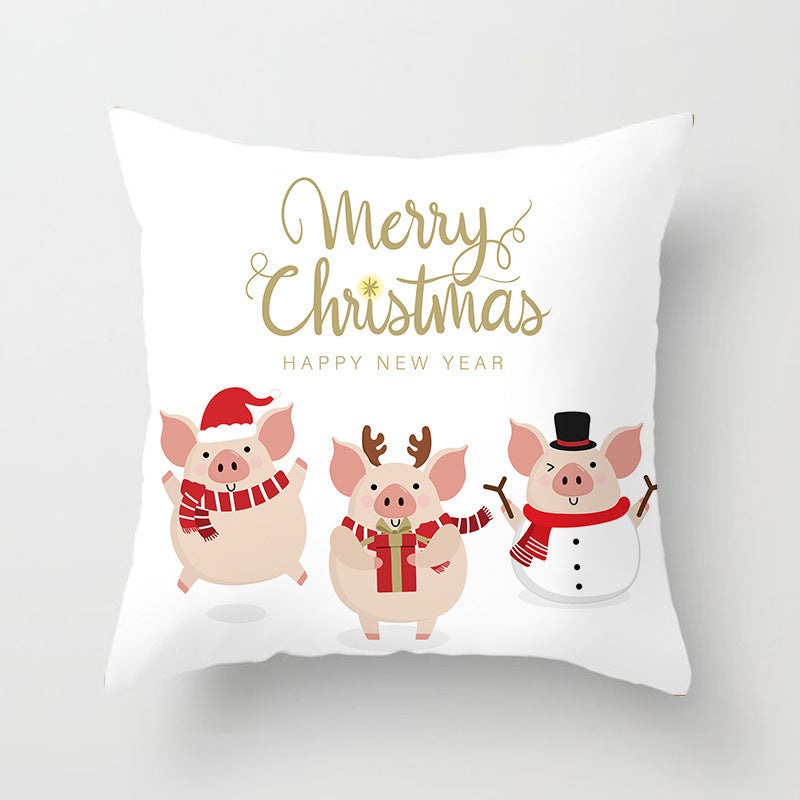 HKM-821587 Nordic Style Cartoon Christmas Pillow Cover - 45x45cm Polyester Cushion