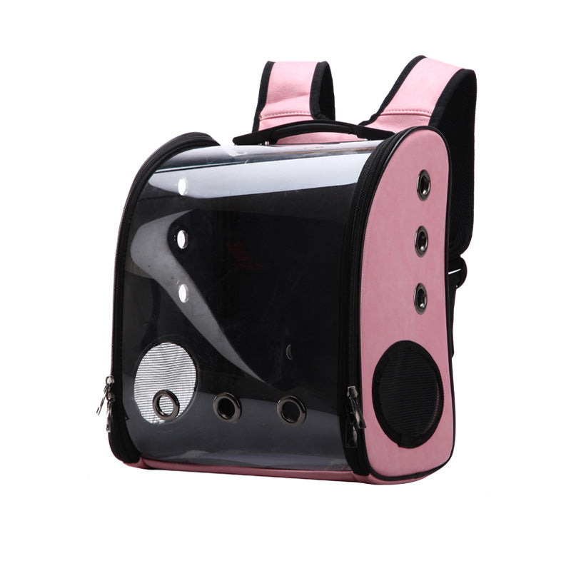 HKM-8216509 Transparent Folding Pet Backpack for Cats and Small Dogs, Food Grade PC Material, Medium Hardness