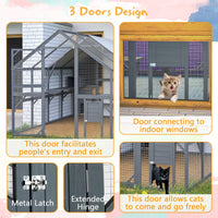 HKM-8217917 Extra Spacious Outdoor Cat Enclosure with Weather-Resistant Roof and Cat Climbing Features