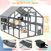 HKM-8217917 Extra Spacious Outdoor Cat Enclosure with Weather-Resistant Roof and Cat Climbing Features
