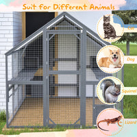 HKM-8217917 Extra Spacious Outdoor Cat Enclosure with Weather-Resistant Roof and Cat Climbing Features