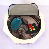 HKM-8218301 Solid Wood Octagonal Cat Kennel with Waterproof 600D Oxford Cloth and Scratch Resistance