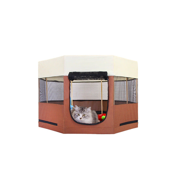 HKM-8218301 Solid Wood Octagonal Cat Kennel with Waterproof 600D Oxford Cloth and Scratch Resistance
