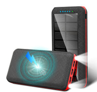 HKM-821843 Wireless Solar Charger Power Bank with LED Flashlight for Mobile Devices, 3 USB Ports, Compatible with iPhone, Xiaomi, Samsung