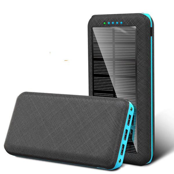 HKM-821843 Wireless Solar Charger Power Bank with LED Flashlight for Mobile Devices, 3 USB Ports, Compatible with iPhone, Xiaomi, Samsung