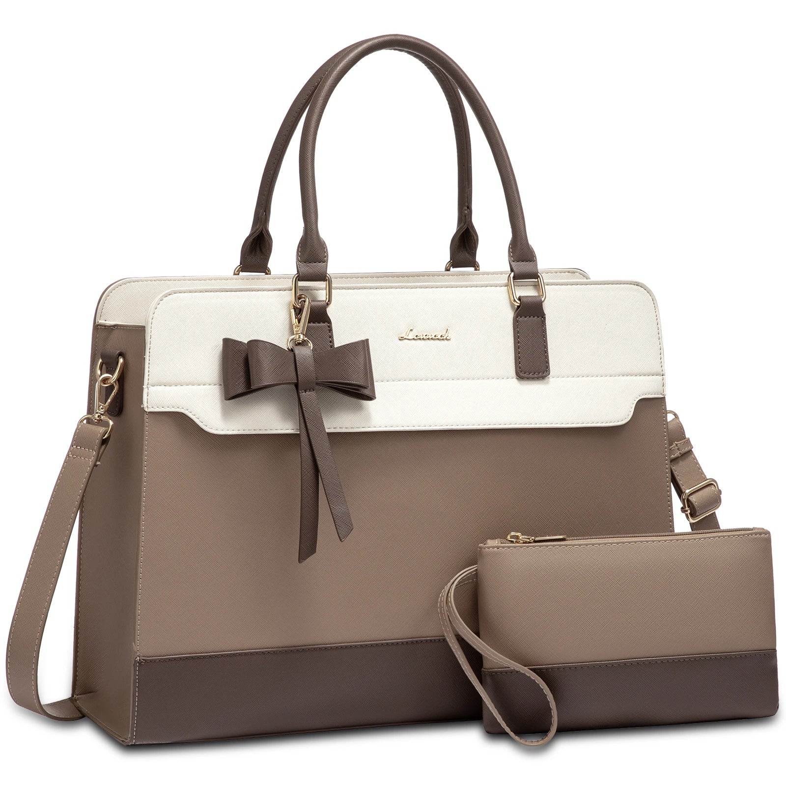 HKM-821843 Women's PU Laptop Tote Bag - Waterproof 15.6-inch Briefcase for Work and Office Use
