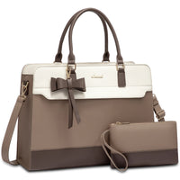 HKM-821843 Women's PU Laptop Tote Bag - Waterproof 15.6-inch Briefcase for Work and Office Use