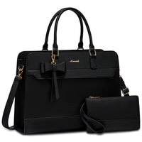 HKM-821843 Women's PU Laptop Tote Bag - Waterproof 15.6-inch Briefcase for Work and Office Use