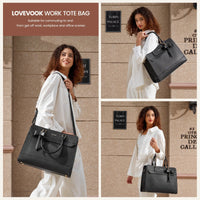 HKM-821843 Women's PU Laptop Tote Bag - Waterproof 15.6-inch Briefcase for Work and Office Use