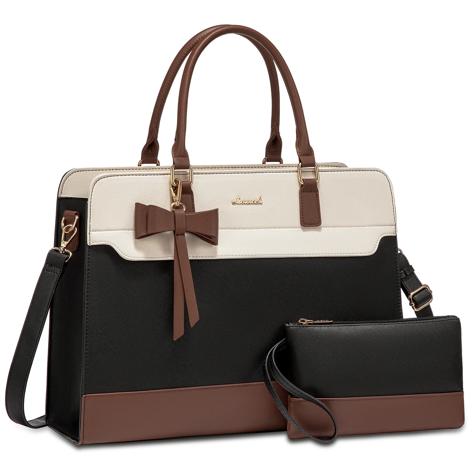HKM-821843 Women's PU Laptop Tote Bag - Waterproof 15.6-inch Briefcase for Work and Office Use