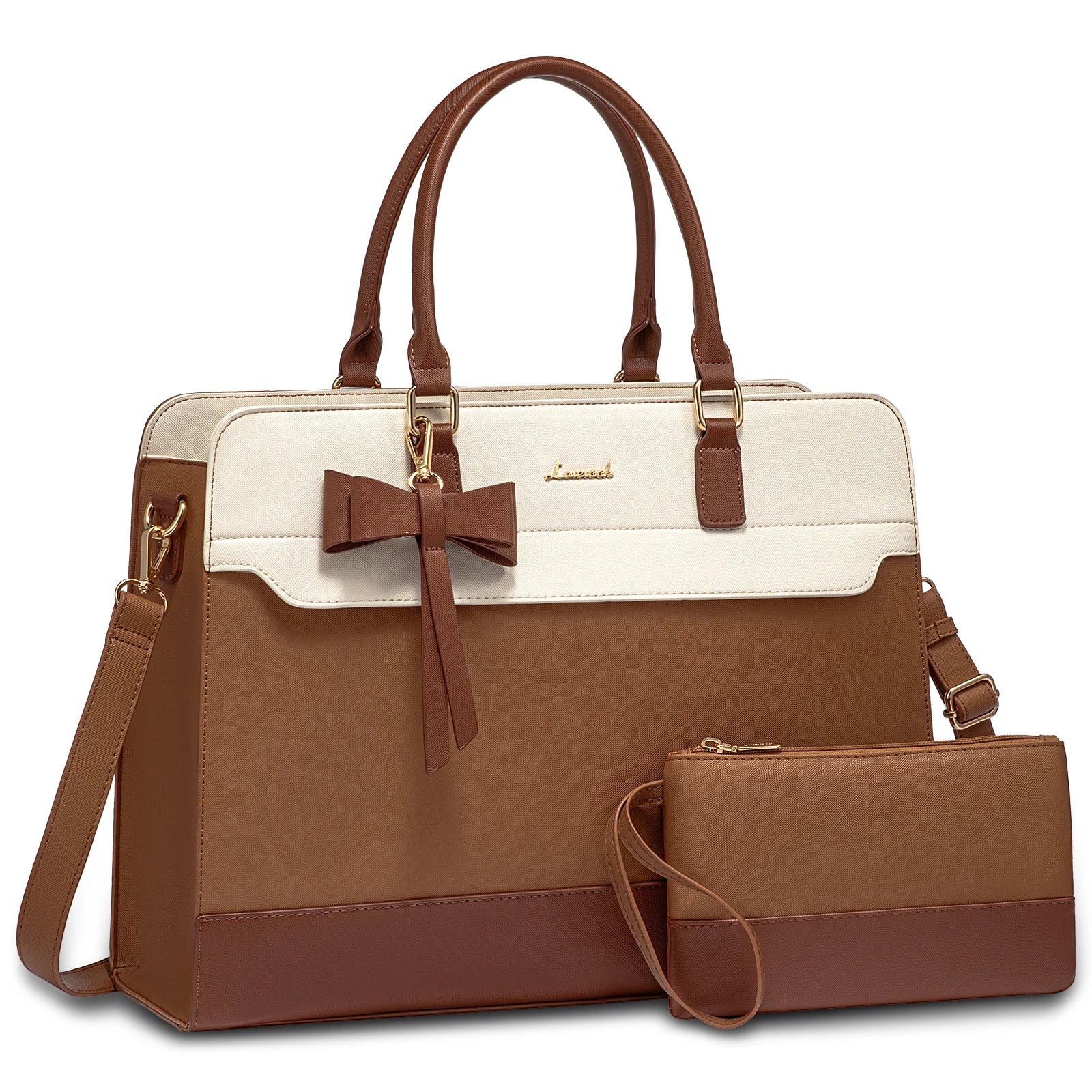 HKM-821843 Women's PU Laptop Tote Bag - Waterproof 15.6-inch Briefcase for Work and Office Use
