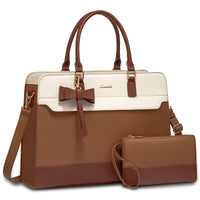 HKM-821843 Women's PU Laptop Tote Bag - Waterproof 15.6-inch Briefcase for Work and Office Use