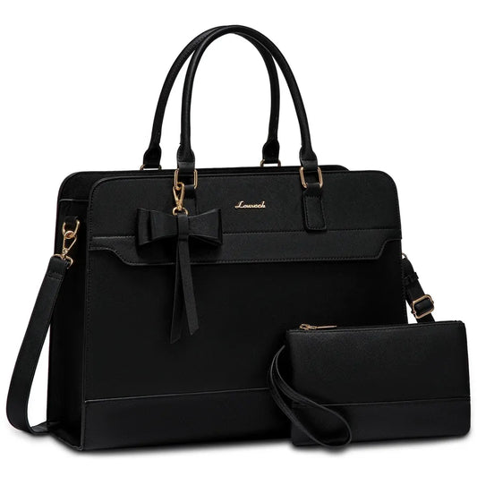 HKM-821843 Women's PU Laptop Tote Bag - Waterproof 15.6-inch Briefcase for Work and Office Use
