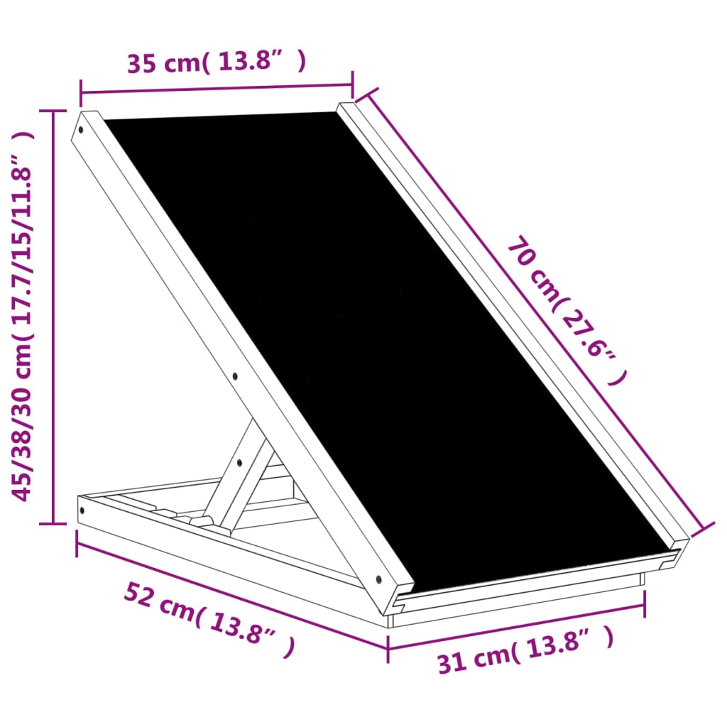 HKM-8219325 Adjustable Solid Wood Dog Ramp for Easy Access to Beds and Sofas