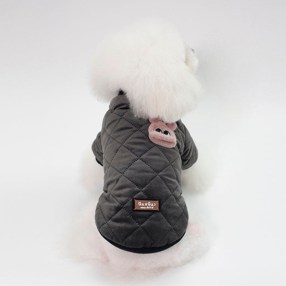 HKM-821971 Casual Cotton Plaid Jacket for Small Dogs—Warm and Stylish in Black and Pink