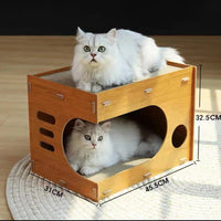 HKM-8220221 Vertical Double Layer Cat Scratch Board – Wear-resistant with Integrated Scraper, Bamboo Pattern Design