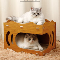 HKM-8220221 Vertical Double Layer Cat Scratch Board – Wear-resistant with Integrated Scraper, Bamboo Pattern Design