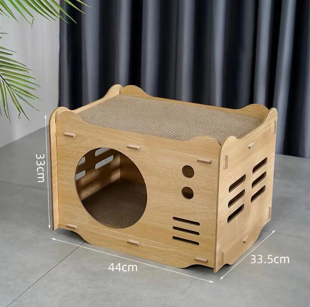 HKM-8220221 Vertical Double Layer Cat Scratch Board – Wear-resistant with Integrated Scraper, Bamboo Pattern Design