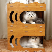 HKM-8220221 Vertical Double Layer Cat Scratch Board – Wear-resistant with Integrated Scraper, Bamboo Pattern Design