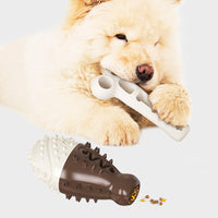 HKM-822099 Dog Toothbrush Molar Chew Toy in Turkey Leg Shape - Durable Plastic, Available in Blue, Orange, Chocolate